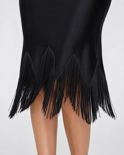 Cannes Fringe Off Shoulder Mini Dress