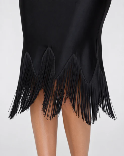 Cannes Fringe Off Shoulder Mini Dress