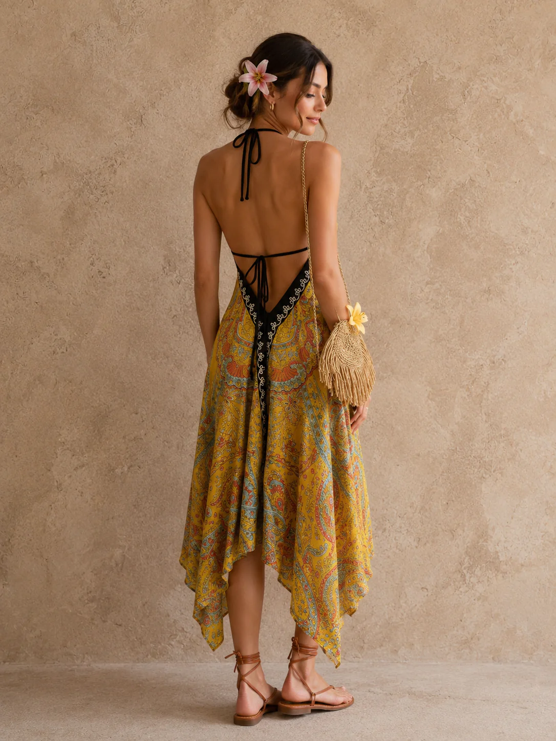 Golden Paisley Breeze Dress