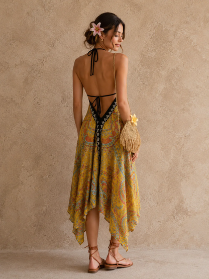 Golden Paisley Breeze Dress